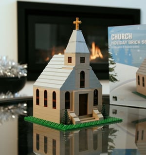 NovaBrix Ace Hardware Church on a Christmas background