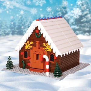 NovaBrix Ace Hardware Gingerbread House on a Christmas background