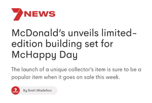 News media coverage of the Macca's Makers NovaBrix campaign for McDonald's Australia McHappy Day