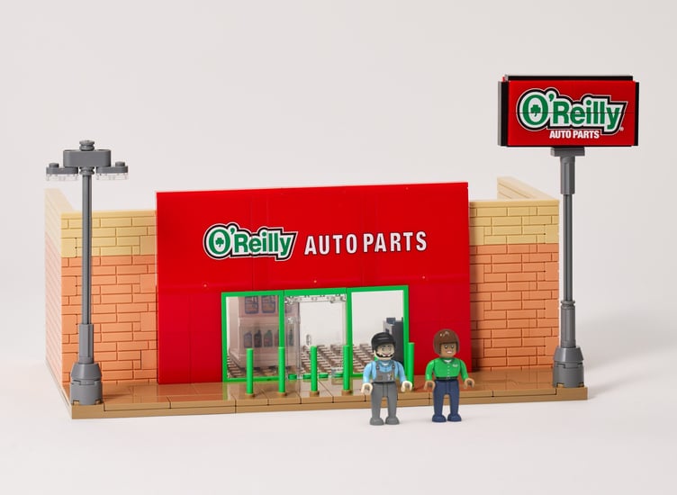 NovaBrix O'Reilly Auto Parts store building brick set on display