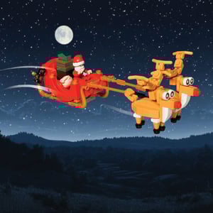 NovaBrix Ace Hardware Santa and Sleigh on a Christmas background